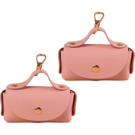 Porta sacchetti per escrementi di cane - 2 porta sacchetti portatili in pelle - Borsa divisoria per sacchetti per escrementi di cane - Porta sacchetti da passeggio - Esterno, viaggio (rosa)