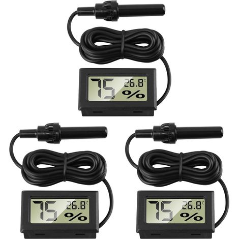 Thermomètre Hygromètre Numérique avec Sonde Externes, Jauge de Température Humidité Mètre Digital Mini Température -50 à 70°C (1/5)