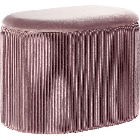 Puf de terciopelo rosa almacenaje reposapiés glamour sala de estar dormitorio Richland
