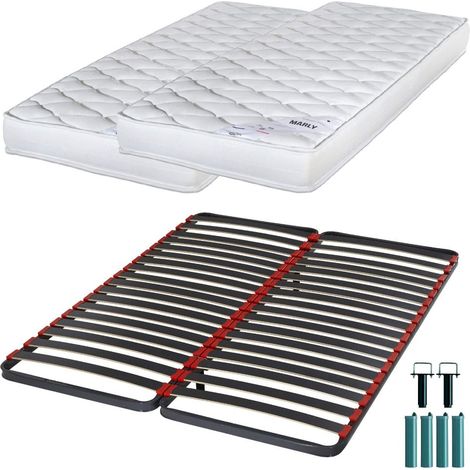 Matelas mousse + Sommier métal C39 2x90x190 Marly - Hauteur 15 cm - Soutien ferme (1/5)