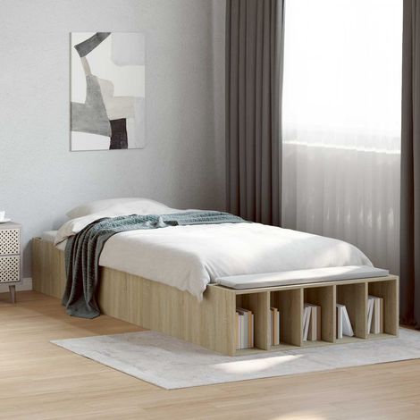 Cadre de lit 80 x 200 cm avec rangement en bois d’ingénierie chêne Sonoma, 32.8kg - PANGIVO (1/5)