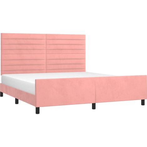Estructura de cama con cabecero de terciopelo rosa 180x200 cm vidaXL (1/5)
