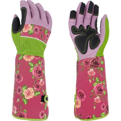 Gants résistants aux coupures, Long Rose élagage gants de jardin résistant à la perforation travail cour gant mains protecteur étanche coupe jardinage gant Durable Coupe extensible confortable. ( Colo (1/5)