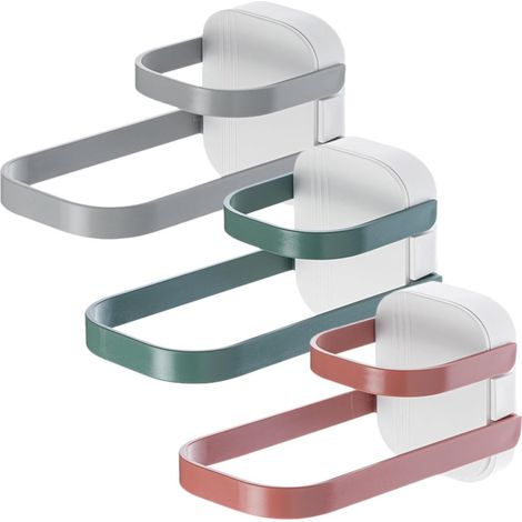 3 pièces Organisateur De Cintres Mural sans Perforation Lot de Supports pour Cintres Plastique Et Bois Économiseur Espace pour Buanderie Et Salon (1/5)