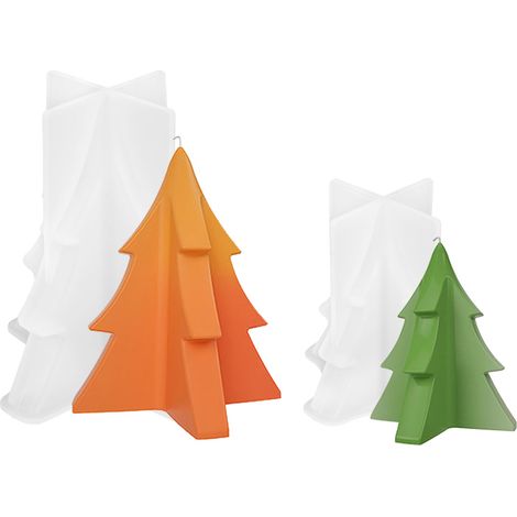 2 Pièces Moule à Bougie d'Arbre de Noël Moule en Silicone pour Sapin de Noël pour Bougie 3D Moule à Bougie de Noël DIY Moule à Bougie en Silicone pour Bougie Parfumée, Savon (1/5)