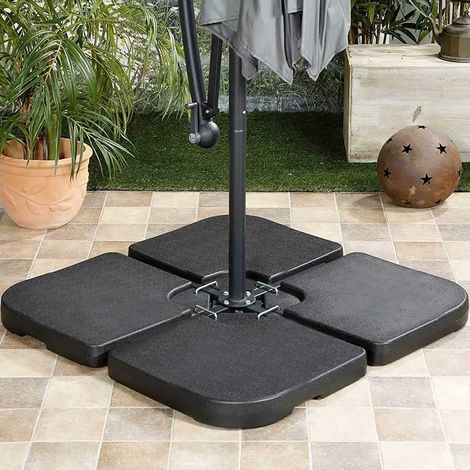BAKAJI Set 4 Supporto Pesi Ombrellone Riempibile Palo da Giardino in Plastica Resistente Intemperie per Esterno da Riempire con Sabbia o Acqua Base Adatti per Ombrelloni con Base a Croce (1/5)