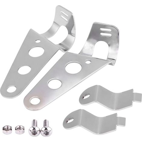 Support de Phare Moto - 2 Pièces, Argent - Compatible Honda Kawasaki, 28-34mm (1/5)
