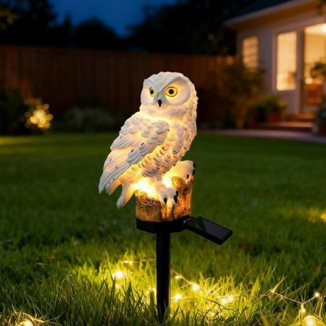 Lampe solaire de jardin hibou - - Figurine hibou réaliste - Éclairage LED solaire - Allumage automatique (1/5)