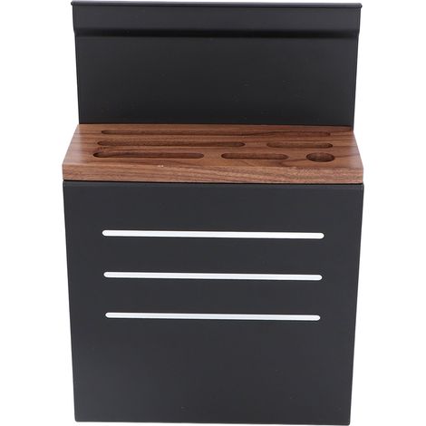 Rack mural porte-couverts en alliage d'aluminium, support cuisine multifonction, organisateur ustensiles noir mat (1/5)