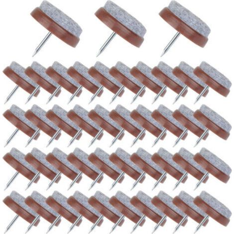 50 Pcs Chair Glides Nail-on 24mm Brown Felt Pads for Protecting Furniture Legs (1/5)