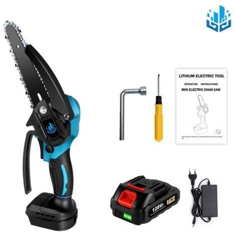 1200W Battery Chainsaw, 6 Inch Mini Cordless Electric Chainsaw, Adjustable Speed, Includes Battery and Chain (1/5)