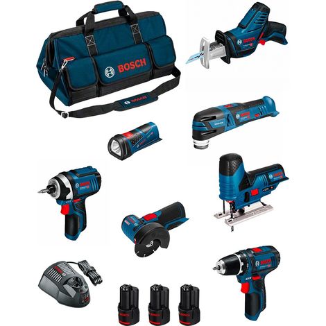 BOSCH Kit BMKB7-28BD3 (GSR 12V-15+GDR 12V-105+GWS 12V-76+GST 12V-70+GOP 12V-28+GSA 12V-14+GLI 12V-80+3x2,0Ah+ GAL1230CV+HDBAG) (1/5)