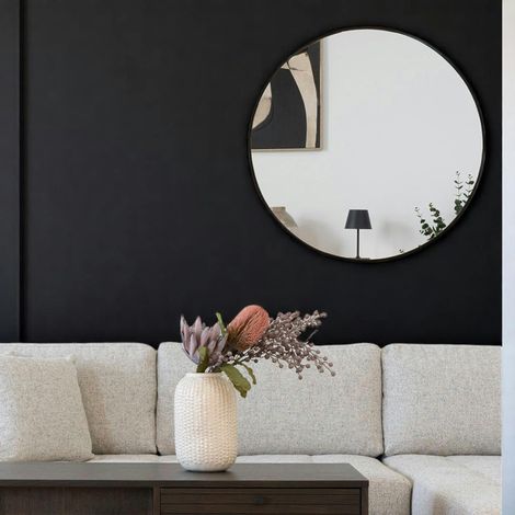 Miroir rond avec cadre en aluminium noir ø80 cm SEOUL