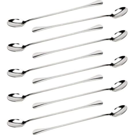 Cuillères à café - Acier Inoxydable - Lot de 10 - Long Manche - Résistantes - Compatibles Lave-Vaisselle (1/4)