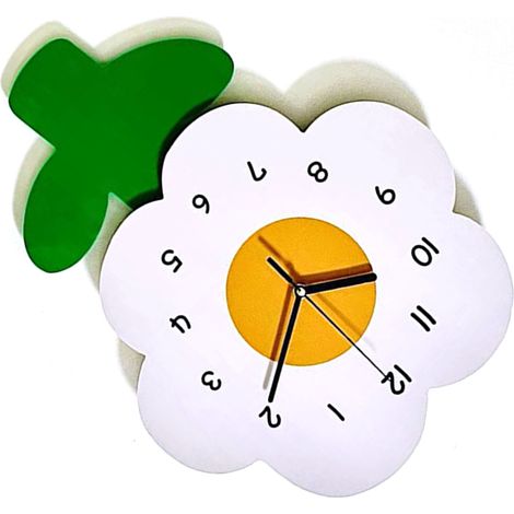 Horloge Murale Enfants Fleur : Modèle Silencieux Acrylic 30x40cm Décoratif Salon Bureau Multicolore (1/5)