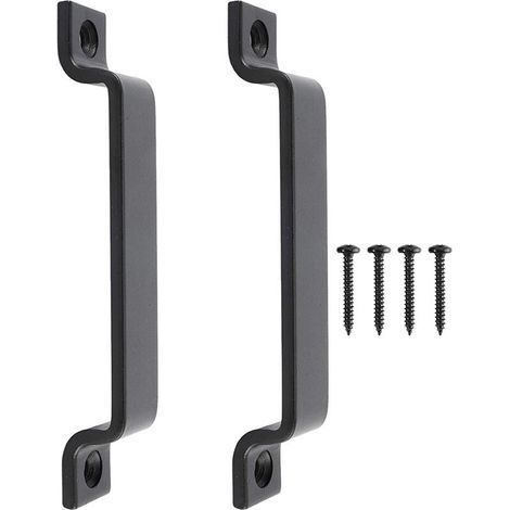 2PCS Maniglia per Porta Scorrevole, Maniglia per Porta da Fienile, Armadio, Cucina, Mobile in Acciaio con Viti, Nero (16,5 CM) (1/5)