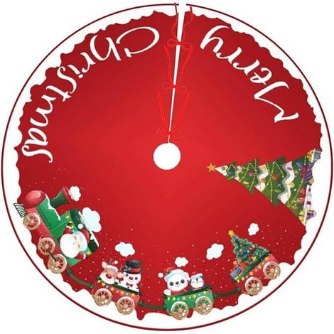 Jupe D Arbre De Noël - Imprimé Festif - Pour Intérieur Et Extérieur - Diamètre 90 Cm - 1 Pièce