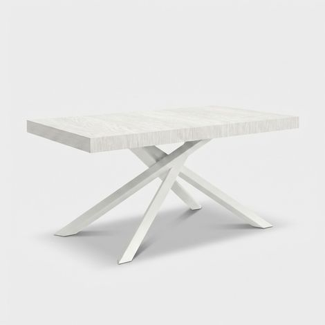 Tavolo allungabile moderno base bianca 10 posti 140/220x90 Shangai - Frassino