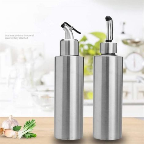 Distributeur d'huile et de vinaigre - - 550 ml - Acier inoxydable - Anti-goutte - Design hygiénique (1/4)