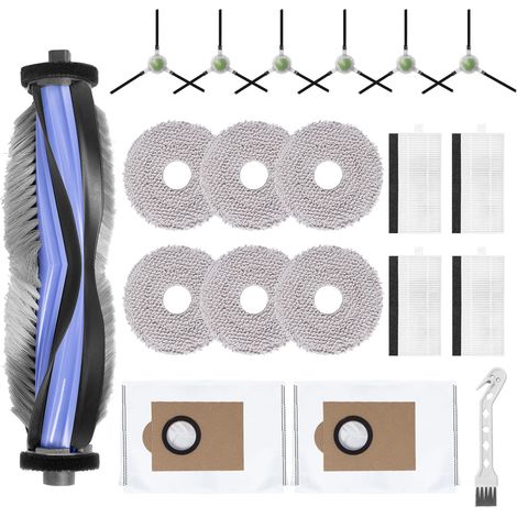 Kit d'accessoires pour Lefant M3/M3 Max/M3 Gen2 robot aspirateur, pièces de rechange, 1 brosse principale, 6 brosses latérales, 4 filtres Hepa, 2 sacs de base, 6 lingettes, 1 brosse de nettoyage (1/5)
