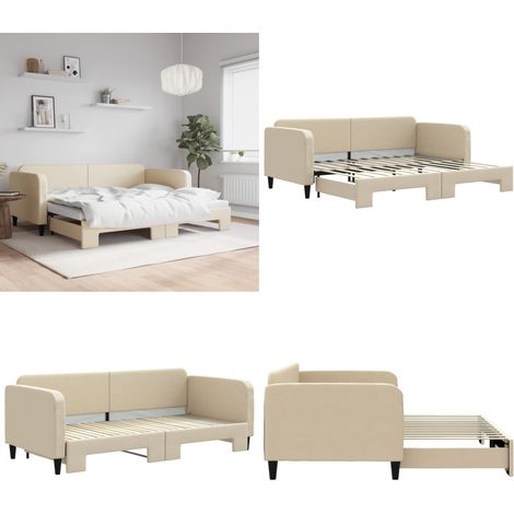 Sofá cama nido tela crema 90x200 cm - Cama nido - Sofá cama 2 en 1