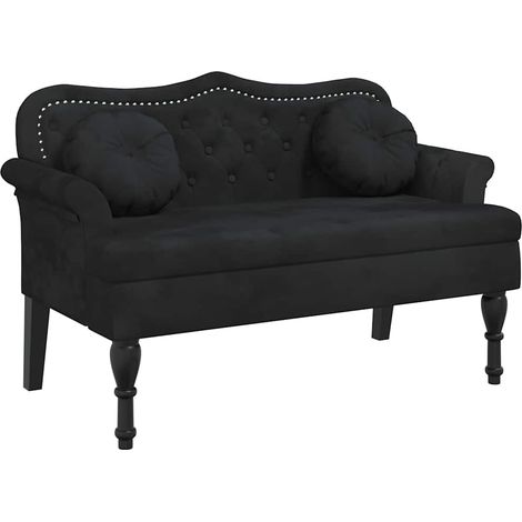 Banc avec coussins Noir 120,5x65x75 cm Velours (1/5)