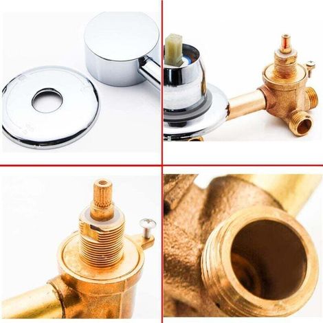 Mitigeur de douche 3 voies en laiton 10 cm, mitigeur d'eau chaude et froide, inverseur G1/2", commande par interrupteur, pour salle de douche (1/2)