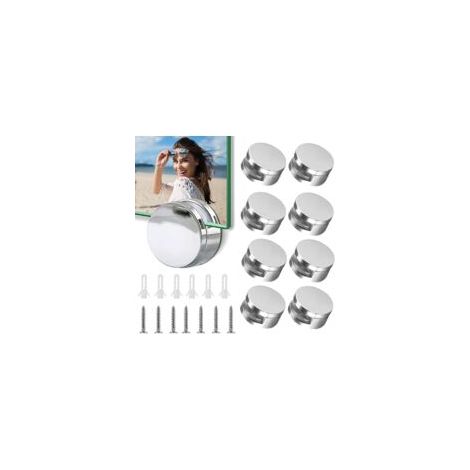 8pcs Miroir Pinces à Verre Clips pour Miroir de salle de Bain Crochets Rond Mural en Alliage de Zinc - Miroir Luminaire Charge (1/4)