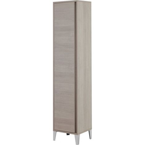 Mobile Colonna Portascopa Bianco Rovere Armadietto Mobiletto Bagno Alto Feridras - Colore: Rovere (1/3)