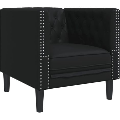 Fauteuil de Salon,Chaise,Fauteuil Chesterfield noir similicuir CFW335585 (1/5)