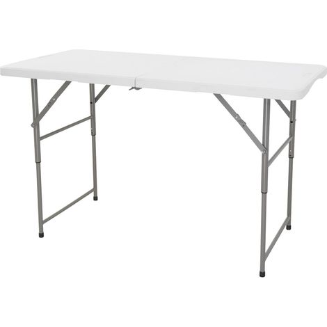 Table Pliante multifonctionnelle de Hauteur réglable 122 x 60 x 50-74 cm, Plateau Pliable et avec poignée pour Son déplacement, Blanc (1/5)