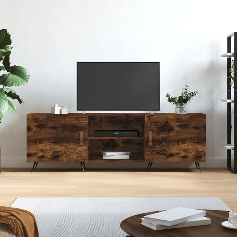 Meuble TV chêne fumé 150x30x50 cm bois d'ingénierie vidaXL (1/5)