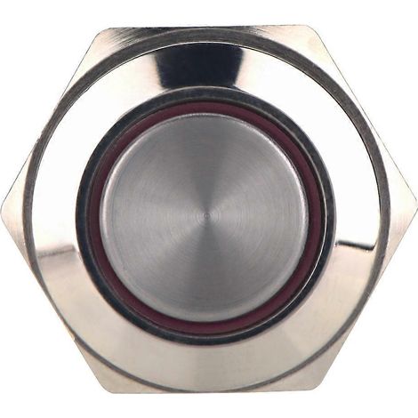Lot de 3 anneaux lumineux LED métalliques étanches 250 V 16 mm, rouges, avec bouton-poussoir et interrupteur marche/arrêt autobloquant. (1/5)