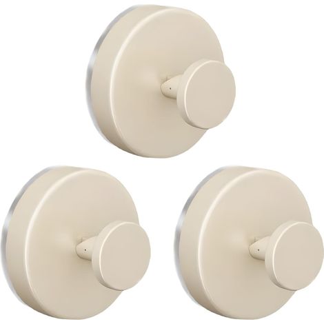 3-teiliges Handtuchhaken-Set mit Saugnäpfen und extra starken Haken für Bad und Küche, Weiß und Creme
