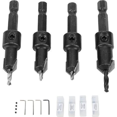 Brocas avellanadoras de carburo cementado con vástago hexagonal para tornillos autorroscantes (1/5)