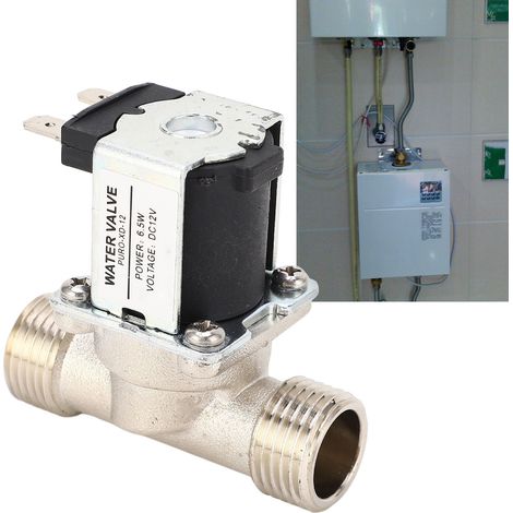 Électrovanne d'entrée/sortie, accessoire de distributeur d'eau économe en énergie en acier inoxydable, vanne à 4 points, 12 V normalement fermée. (1/5)