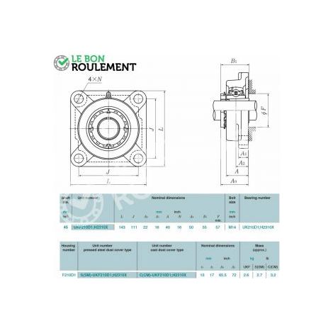 Palier fonte UKF210-D1-NTN