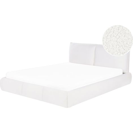 Letto matrimoniale ad acqua imbottito in tessuto boucle bianco 160x200 cm Vinay