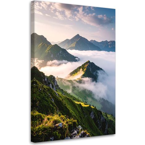 Cuadro sobre Lienzo, Paisaje vista montañas en la niebla, 20x30 (1/5)