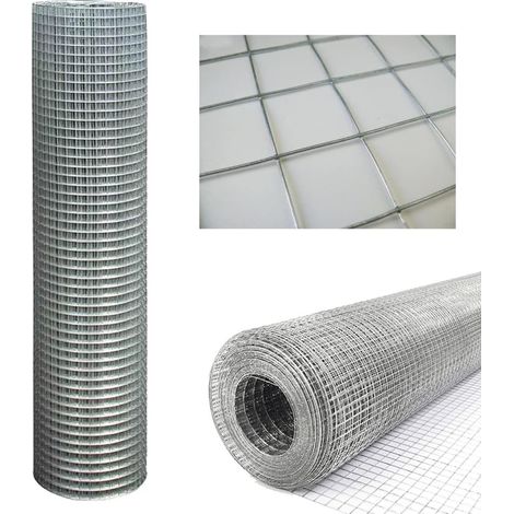 Welded Wire Netting Mesh 1x1 Square Galvanised Fence, Wire Mesh Rolls Fencing Garden Metal Netting for Gardening Home Aviary Dog Cat Rabbit Hutch Chicken Run, 91.5CMX15M (1/5)