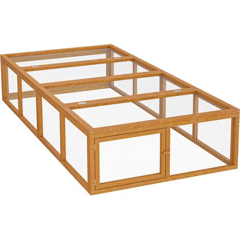 Wiltec – Clapier à lapin XXL en bois – 180 x 90 x 48 cm – avec grille métallique – enclos sécurisé pour petits animaux – élevage extérieur