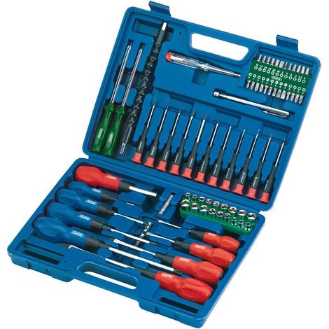 Draper 70-Piece Screwdriver, Socket, and Bit Set in BMC 40850 Durable Storage Case (1/8)