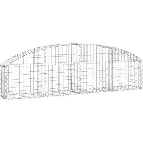 Gavión cesta jaula valla muro de contención arqueado 200 x 30 x 40/60 cm hierro galvanizado Plata 020040011