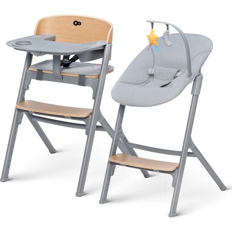 Chaise haute LIVY + Transat CALMEE, pour toute Famille jusqu’à 110 kg, Réglage, l’ergonomie, Bois (1/5)