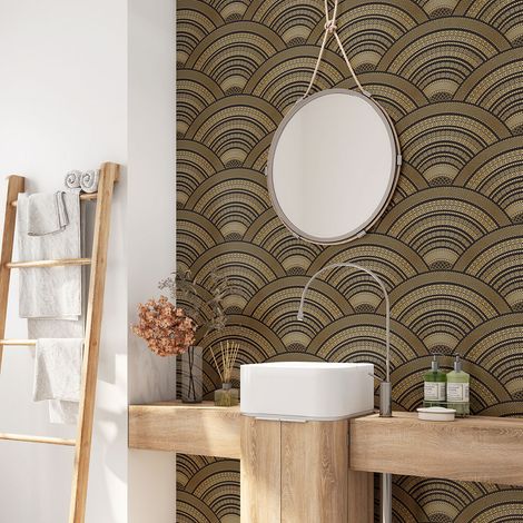 Crédence adhésive salle de bain - Motif Oriental - 60x60 cm - Adhésif MAT (1/4)