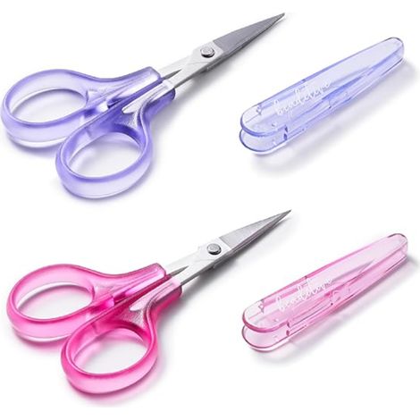 Ensemble de ciseaux de précision Lames tranchantes et pointes fines Découpe de papier, scrapbooking, couture, artisanat Acier inoxydable Étui de protection Rose (1/5)