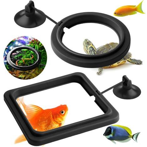Anneau d'alimentation pour Poissons, 2 pièces pour Aquarium Poisson Tortue réservoir Accessoires Cercle d'alimentation(Noir) (1/5)