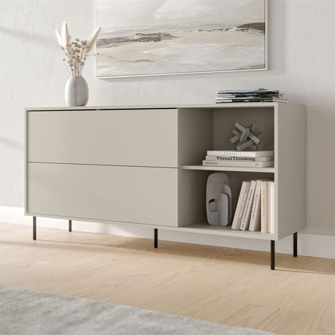 Credenza Cogoleto, Alacena 2 Repisas, Apertura Abatible, 2 Puertas, 150x39x75 cm Beige (1/4)