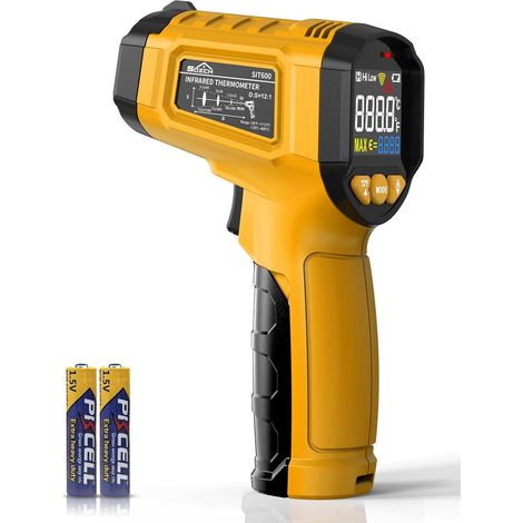 Thermomètre laser infrarouge, plage de mesure -50℃600℃ (-58℉1112℉), avec émissivité réglable et rétroéclairage couleur, convient à la cuisine, à l'industrie, au barbecue, aux moteurs, au CVC et à d'au (1/5)