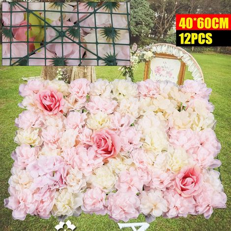 12 Stück künstliche Blumenwand, Hochzeitsstraße DIY Hintergrund, Rosenwand Dekoration 40x60 cm
